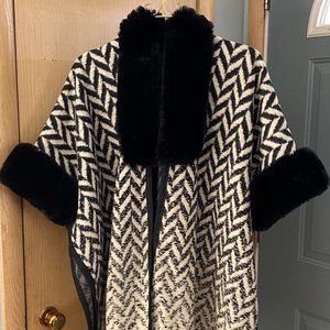 Coco and Carmen fur trimmed wrap coat